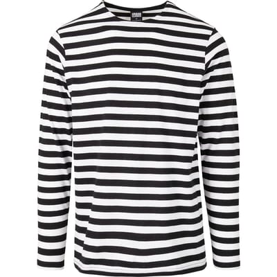 Urban Classics - Regular Stripe LS white/black Longsleeve shirt - L - Wit/Zwart