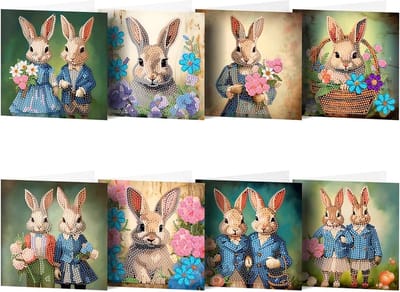 Kaarten - 35 - Pasen / Konijntjes - Diamond painting - compleet pakket - Diamond painting by Wietske