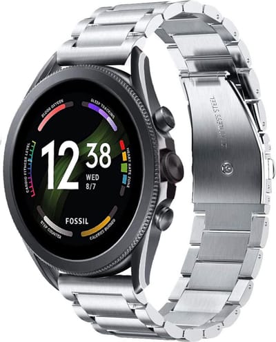 Strap-it Titanium smartwatch bandje - geschikt voor Fossil Gen 6 44mm / Gen 5e 44mm / Gen 5 - zilver
