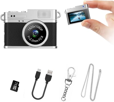 Digitale Camera - 1080P Mini Digitale Camera - Pocket Camera met 0.96" Scherm - Retro Filters - Inclusief 32GB Kaart & OTG Adapter - Draagbare Sleutelhanger Video Camera - Cadeau voor Kinderen & Volwassenen - Zwart