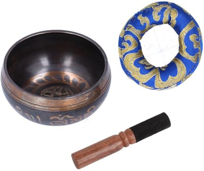 Dailygoods- Klankschalenset Handgemaakt - Boeddha Klankschaal - Meditatie Accessoires - Koper - Afmeting 8,5 x 8,5 x 4,3 cm - Geschikt voor Bureaubladdecoratie - Meditatiekraal