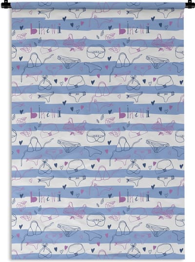 Wandkleed - Wanddoek - Bikini - Zomer - Patronen - 120x180 cm - Wandtapijt
