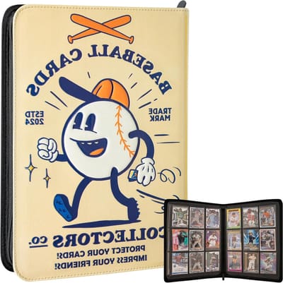 Baseball Kaart Binder - Kaart Album - Kaarten Opbergen - 3D Vintage Design - 360 Kaarten - Geel Blauw Oranje Wit