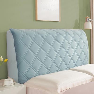 Hoofdbordhoes - Bed hoofdbeschermer - Bed opfrissen - Rekbaar en wasbaar - 210 cm - Blauwe blokken
