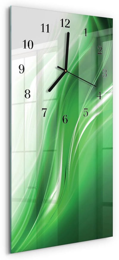 Tulup Wandklok - Abstractie Wandklok Glas Met Motief - 30x60 cm - Groente Decoratieve Glazen Klok - Zwarte Handen - Rechthoekige Wandklok - Decoratieve Glazen Klok - Glazen Wandklok Design