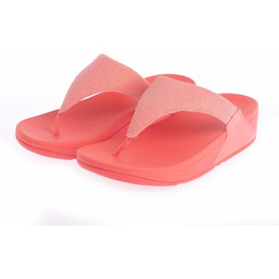Dames Fit Flop Lulu Shimmerlux teen-post sandalen in koraal