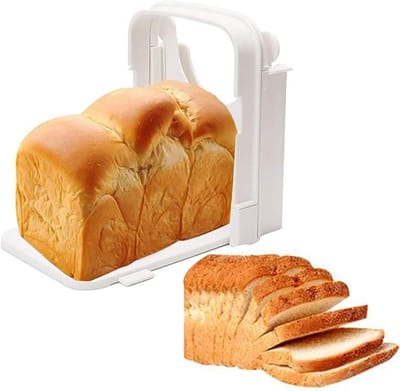 Broodsnijder - 1 stuk - Toastsnijder - Verstelbaar - Snijgeleider voor toast - 5 selecteerbare snijdiktes - Opvouwbaar - Brood- en toastsnijder, bagel- en broodsnijder - Wit
