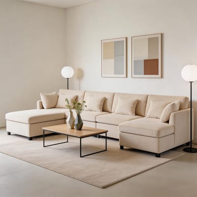 Komhtom - Modulaire bank - omvormbaar tot U-vorm en L-vorm - met 2 poefs en 6 kussens - moderne chenille stoffen bankstel - geschikt voor woonkamer, appartement en diverse woonruimtes