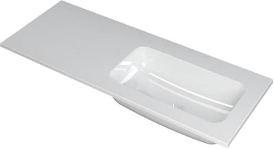 INK Faktor Wastafel Polystone Rechts Zonder Kraangat - 1200x450x15 mm - Glans Wit