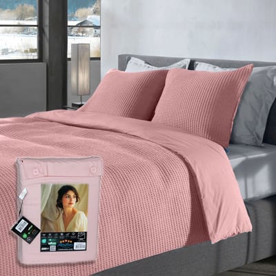 Wafel Dekbedovertrek – LitaLente Roze – 100% Katoen – 140x220 cm – Luxe & Ademend – Inclusief 1 Kussenslopen 60x70 cm – Hotelkwaliteit – Krimpvrij & Duurzaam – Geschikt voor Dekbed 140x220 cm