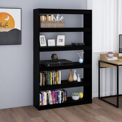 vidaXL - Boekenkast/kamerscherm - 100x30x167,5 - cm - massief - grenenhout - zwart