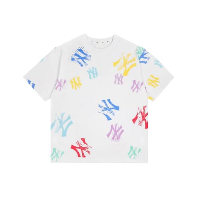 MLB Kleurblok Letterprint Korte Mouw T-shirt Unisex tops Wit 31TSMY131-50W XXL white