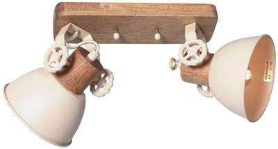 Gearwood 7969CR plafondlamp - Crème, houtaccent, 15 cm diameter, draaibaar en kantelbaar - Mexlite industriel design voor binnen gebruik