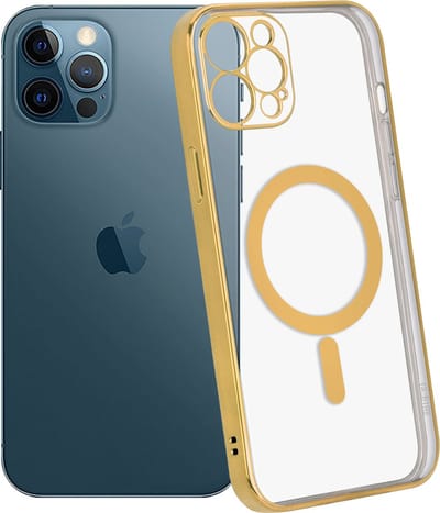 ShieldCase Hoesje geschikt voor Apple iPhone 12 / 12 Pro MagSafe - hoesje transparant Magneet metal coating - goud