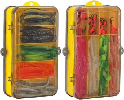Complete Vissersset met Rubber Aas, Haken en Spinner voor Zoet- en Zoutwater - Perfect voor IJsvisserij en Cadeau