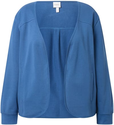 Ulla Popken - Dames - Sweatvest V-hals lange mouwen biologisch katoen - Denim blauw - Maat 50+