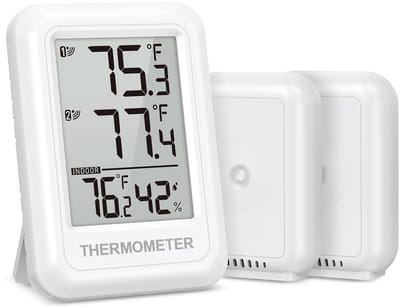 Digitale Thermometer en Hygrometer - Draadloos - Met 2 Buitensensoren - Nauwkeurige Metingen - Voor Thuis en Kassen
