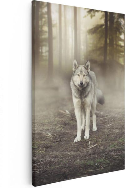 Artaza Canvas Schilderij Wolf - 40x60 cm - Wanddecoratie Bos - Muurdecoratie Dieren - Schilderijen Op Canvas