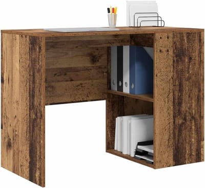 Houten Schrijftafel - Bureau Werkplek - Thuis Kantoor - Ingebouwde Plank - 102x50x75cm - Oud Hout