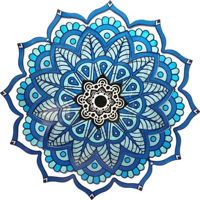 Windspinner mandala space RVS - 18 cm - Blauw - Tuin decoratie