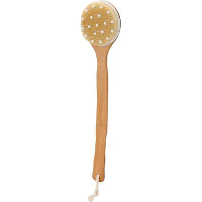 Badborstel met Lange Steel Exfoliërende Lichaamsscrubber Huidmassage Reiniging Rug Doucheborstel beige