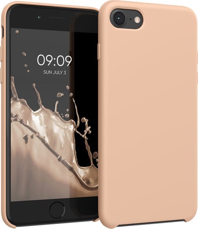 kwmobile telefoonhoesje geschikt voor Apple iPhone SE (2022 / 2020) / iPhone 8 / 7 - Hoesje met siliconen coating - Smartphone case in pastelkleurige perzik
