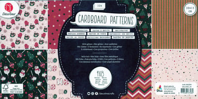 DecoTime Design Blok Papierblok 30 x 15 cm Kerstmis 32 Vellen 4 x 8 Motieven - Ideaal voor kerstkaarten - Scrapbook