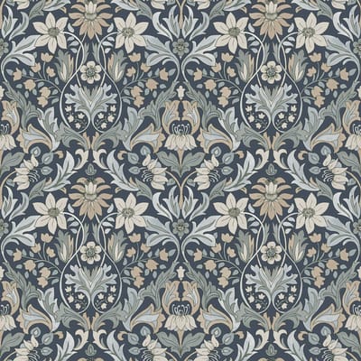 Boråstapeter Vliesbehang 3292 - Timeless Traditions - Bloemen Blauw - 53cm x 10.05m
