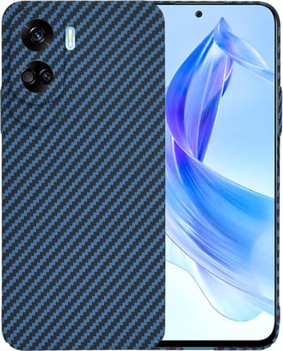 Hoesje geschikt voor HONOR 90 Lite - Techsuit Carbonite FiberShell Carbon Back Cover - Blauw