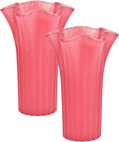 Atmosphera Bloemenvaas - 2x - roze - D16 x H25 cm - glas - hoge vaas - boeketvaas