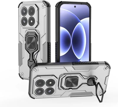 MobyDefend Hoesje - Geschikt voor Xiaomi 17 - Dubbelgelaagde Pantsercase Met Standaard - Zilvergrijs