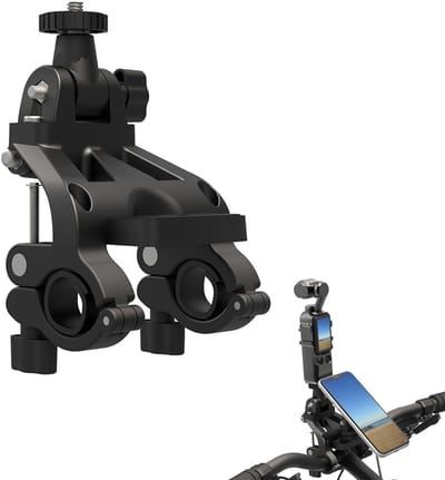 Allecto - Fiets Stuur Klem Mount - Action Camera Beugel - Zwart - Smartphone Ondersteuning - Geschikt voor Osmo Action 5 Pro - Insta360 X4 - Go...
