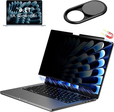 Privacy Screen Protector voor MacBook Air 13.6" (2022-2025) met Matte Blauw Lichtfilter en Camera Cover, Eenvoudig te Monteren en Verwijderen