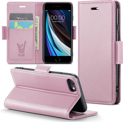 Hoesje geschikt voor iPhone SE 2022 / SE 2020 / 8 / 7 - HyperCase Book Cover Kunstleer Rose