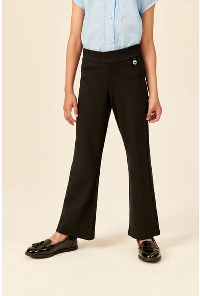 Next - Meisjes - Schoolbroek met hoog aandeel katoen, stretchy, bootcut en elastische tailleband - Zwart