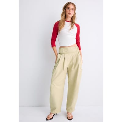 Stradivarius Cargobroek met volumineuze pasvorm en strikdetail  Beige XS