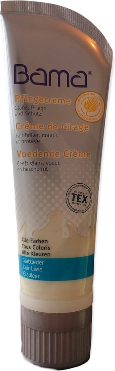 Bama 75ml glans voedende creme voor bescherming en opfrissen van alle kleuren glad leer