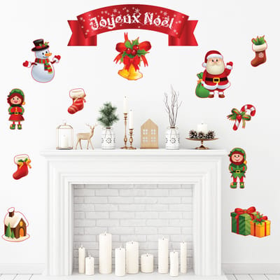 Kerstdecoratiesticker - Vrolijk Kerstmis - Zelfklevende kerststickers - Feestelijke decoraties - 110x90cm
