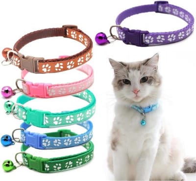 Gepersonaliseerde reflecterende kattenhalsband - verstelbaar - 6 stuks - met belletjes