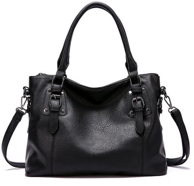 Handtas dames - Schoudertas PU leren schoudertas - Grote capaciteit - Zacht leer Retro - Tote Schoudertassen - Met handvat en crossbody -handvat - Zwart