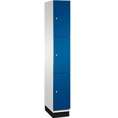C+P Cambio lockerkast, 1 vak, 3 vakken, met plint, B 300 x D 525 x H 1980 mm, lichtgrijs/enzianblauw