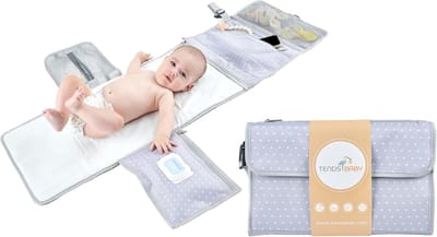 Draagbare Verkleedmat - Baby Aankleedkussen - Onderweg Luiers - Waterdichte Oxford Stof - XL Gewatteerd - Grijs