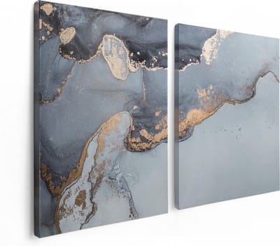 Artaza Canvas Schilderij Tweeluik Abstracte Kunst Grijs Marmer - 120x80 - Foto Op Canvas - Canvas Print