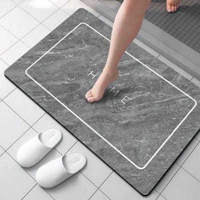 Tapis absorbant l'humidité en terre de diatomées Motif marbre Tapis de sol de cuisine Tapis antidérapant et absorbant l'humidité pour porte de toilettes Salle de bain 30 * 40CM