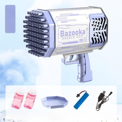 Bellenblaaspistool Raket 69 Gaten Zeepbellen Machinepistool Vorm Automatische Blaasmachine met Licht Speelgoed voor Kinderen Dag van de Kinderen Cadeau