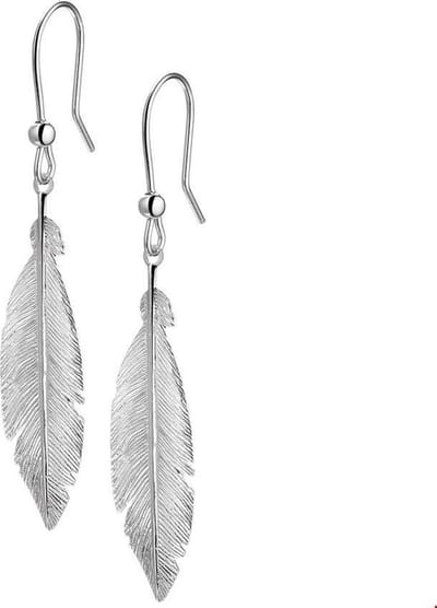 Huiscollectie Oorhangers Veer Zilver Gerhodineerd Glanzend 41.5 mm x 10.5 mm