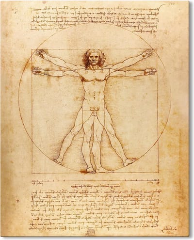 Canvas Schilderij Vitruviusman - Leonardo da Vinci - 40x50 cm