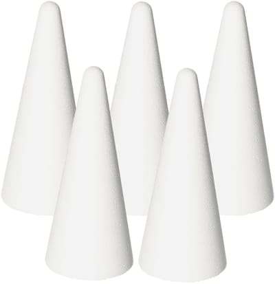 Piepschuim kegel - 5x - wit - H21 cm - styropor vormen - Hobby/diy - knutselmateriaal - basis materiaal