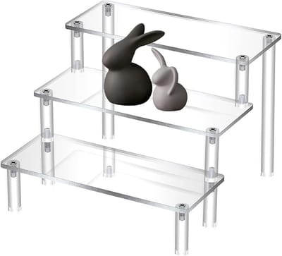 Acryl displaystand met 3 verdiepingen 20x8 cm - Transparante parfumhouder, organizer voor vials en verzamelobjecten, inclusief montagemateriaal