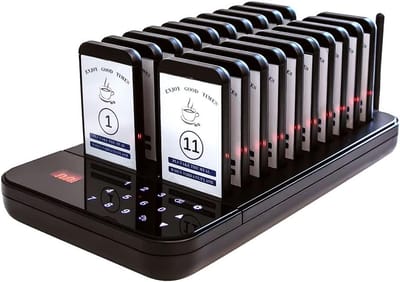 Draadloos Oproepsysteem Restaurant – Pager Systeem met Oplaadbare Ontvangers – Servicebel Systeem voor Horeca, Café & Bediening